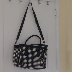 Black and white vegan leather bag crossbody